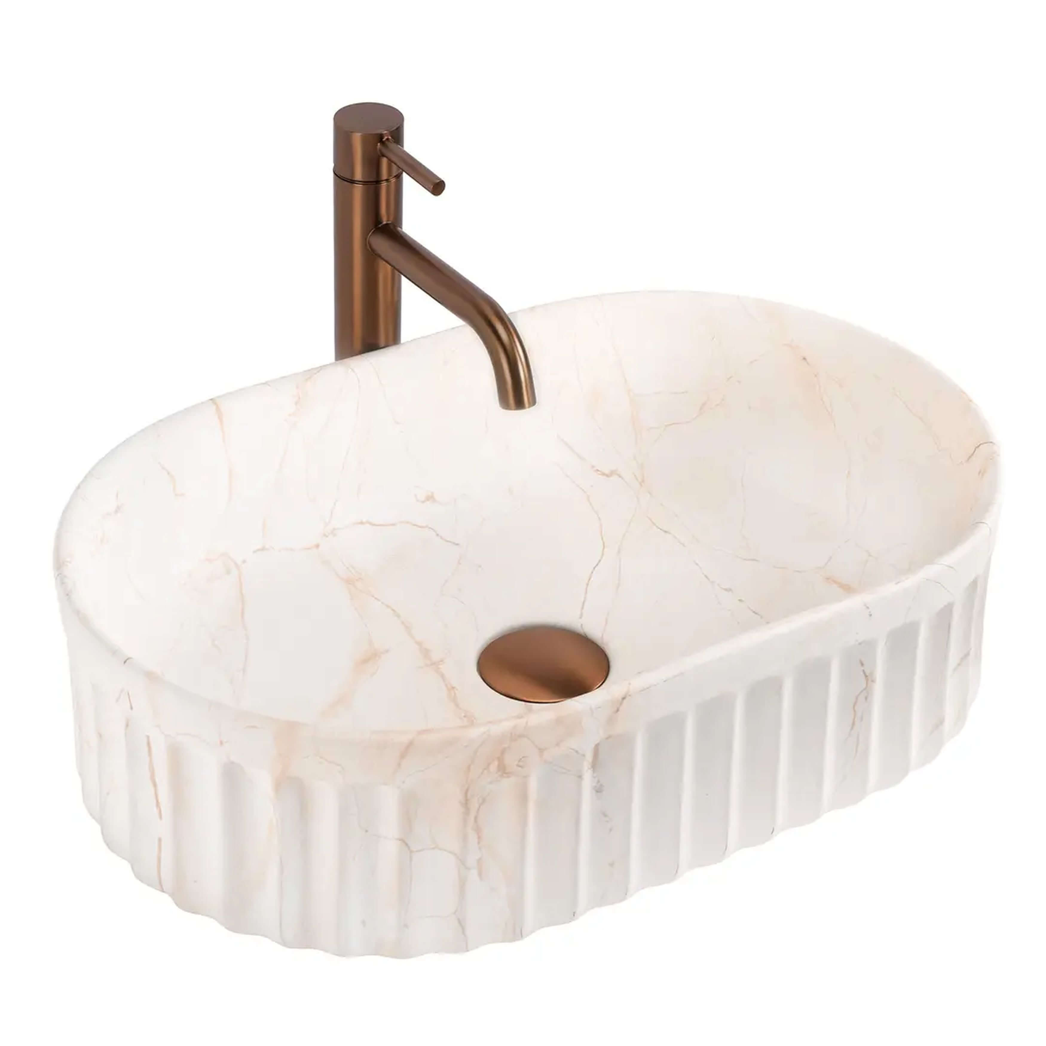 Rea Georgia lavabo 55x35 cm ovale da appoggio marrone/beige opaca REA-U3542