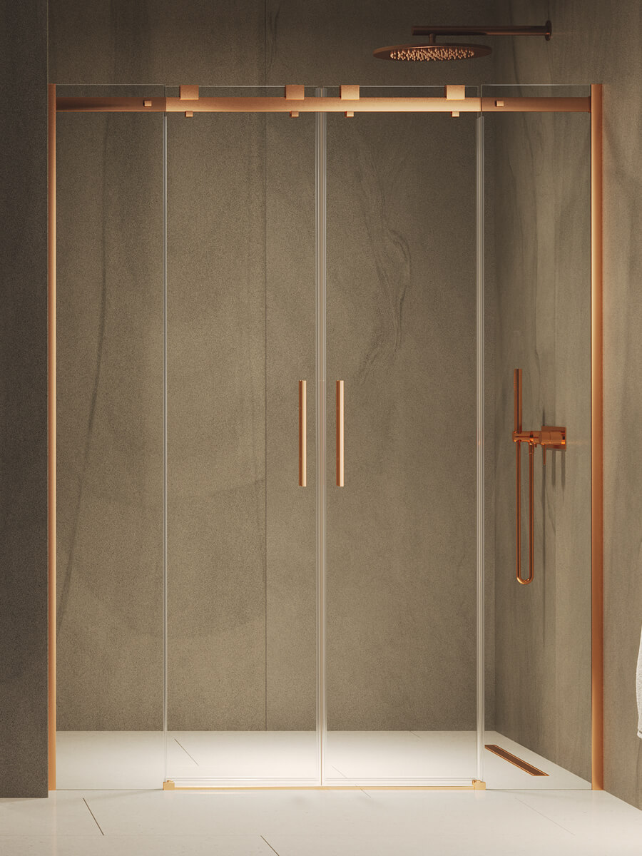 New Trendy Softi Copper Brushed porta doccia 150 cm scorrevole rame spazzolata/vetro trasparente EXK-8824
