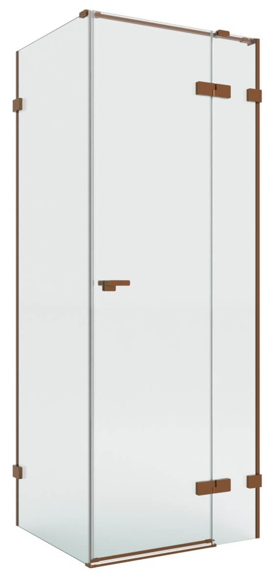 New Trendy Eventa Copper Brushed box doccia 110x100 cm rettangolare rame spazzolata/vetro trasparente EXK-8054