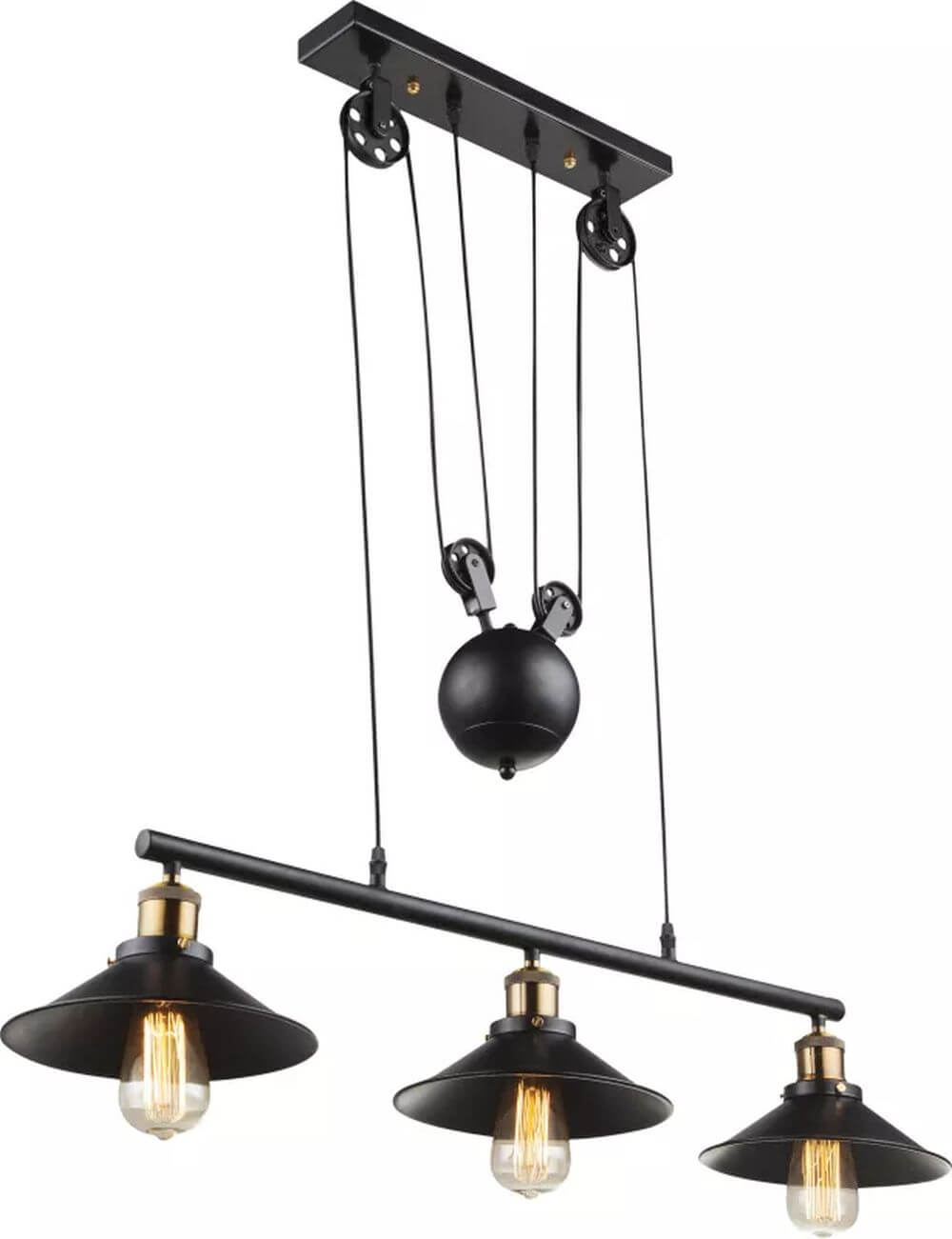 Globo Lighting Lenius lampada sospesa 3x60 W nero-oro 15053-3