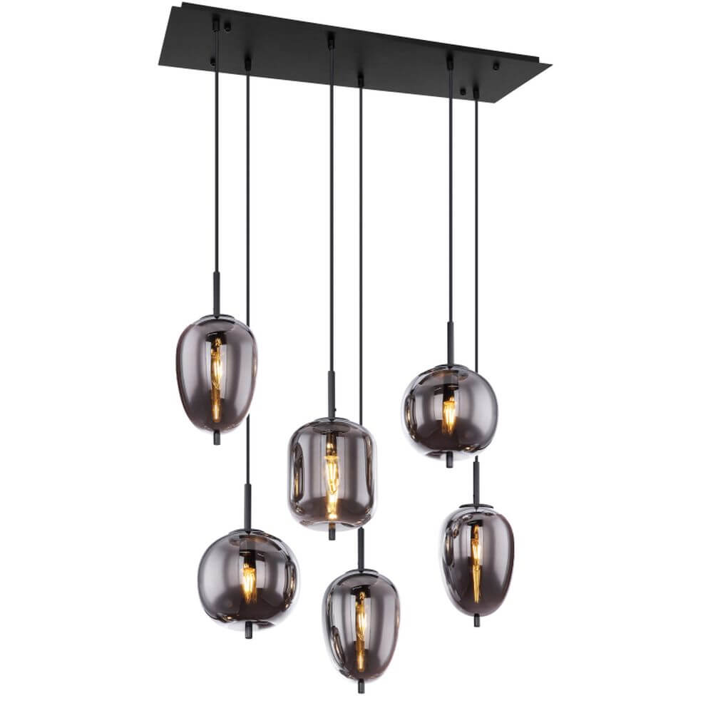 Globo Lighting Blacky lampada sospesa 6x40 W nero-fumé 15345-6