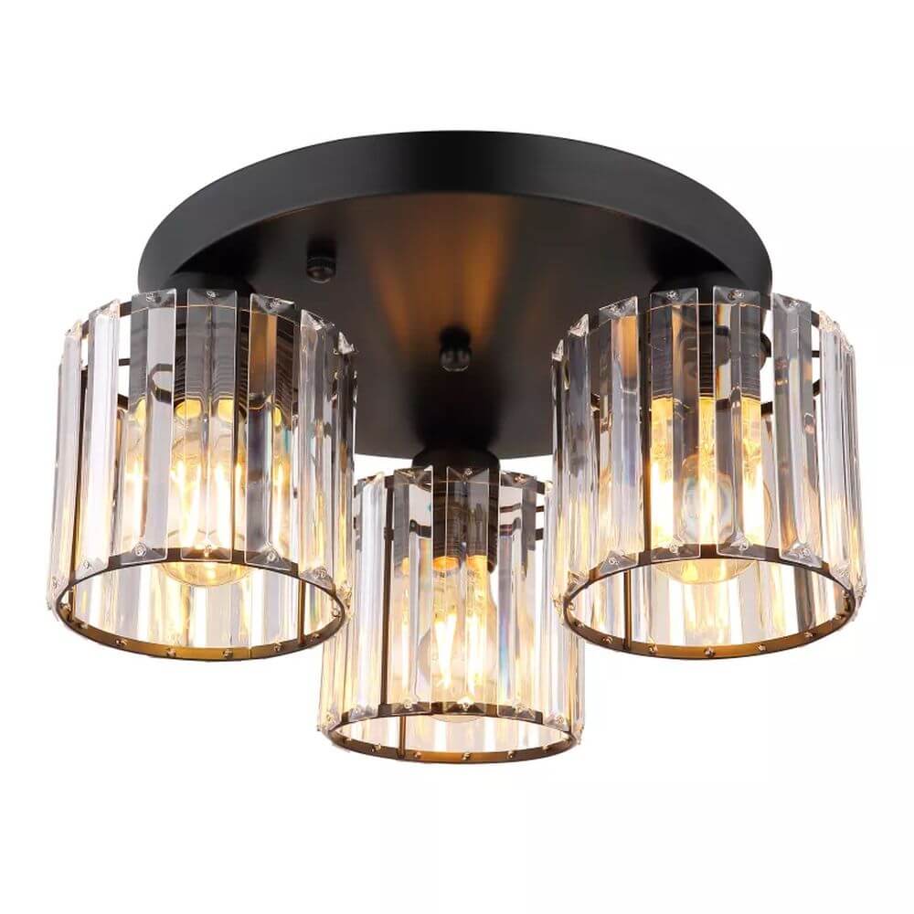 Globo Lighting Jordana lampada da soffitto 3x60 W nero-trasparente 15742-3D