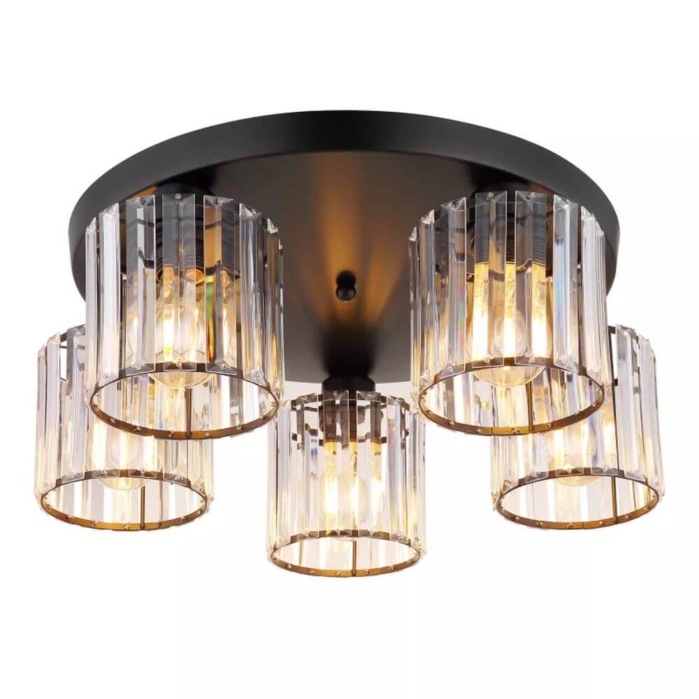 Globo Lighting Jordana lampada da soffitto 5x60 W nero-trasparente 15742-5D