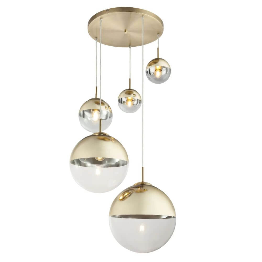 Globo Lighting Varus lampada sospesa 5x40 W trasparente-oro 15855-5