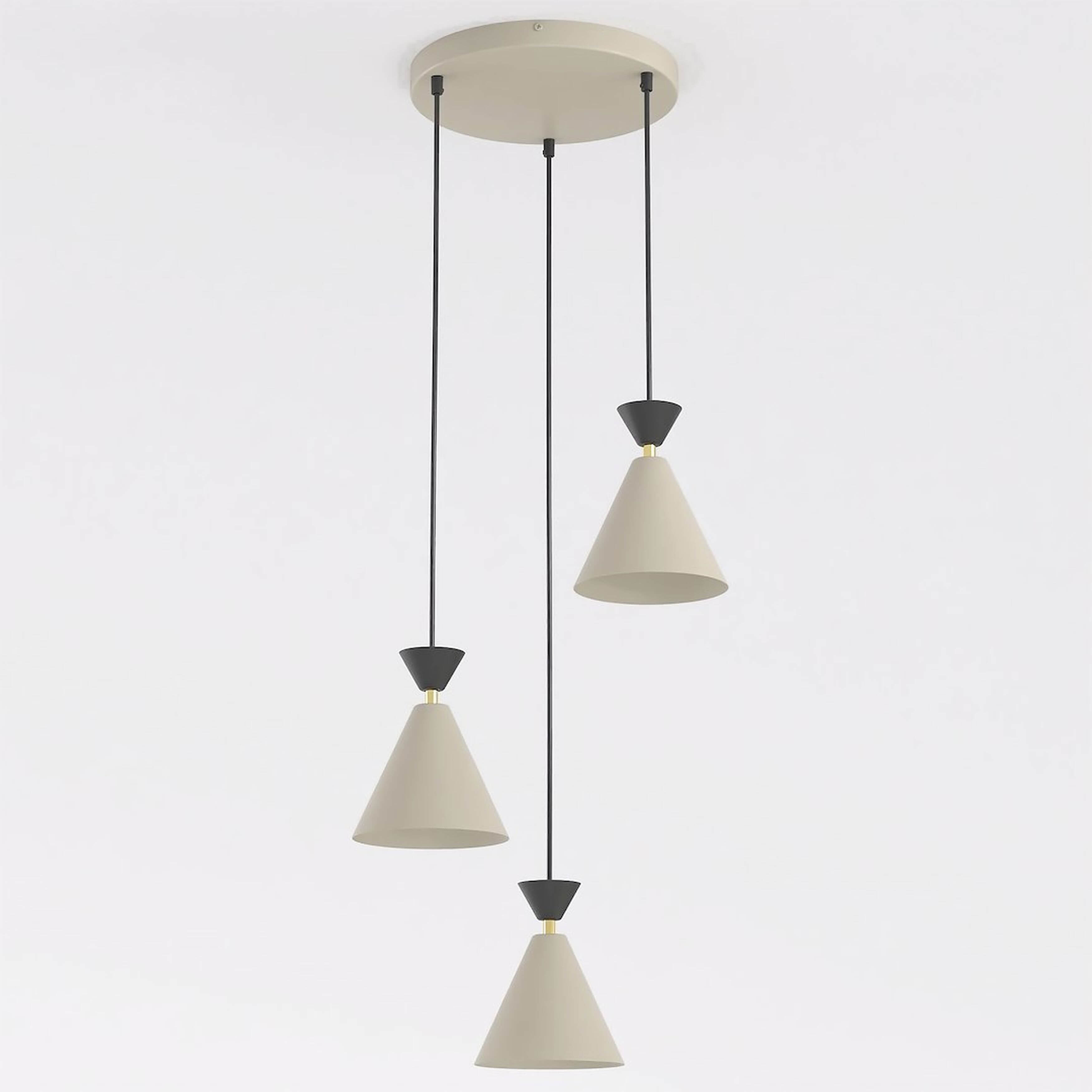 Emibig Klever lampada sospesa 3x10 W nero-beige 1741/3PREM