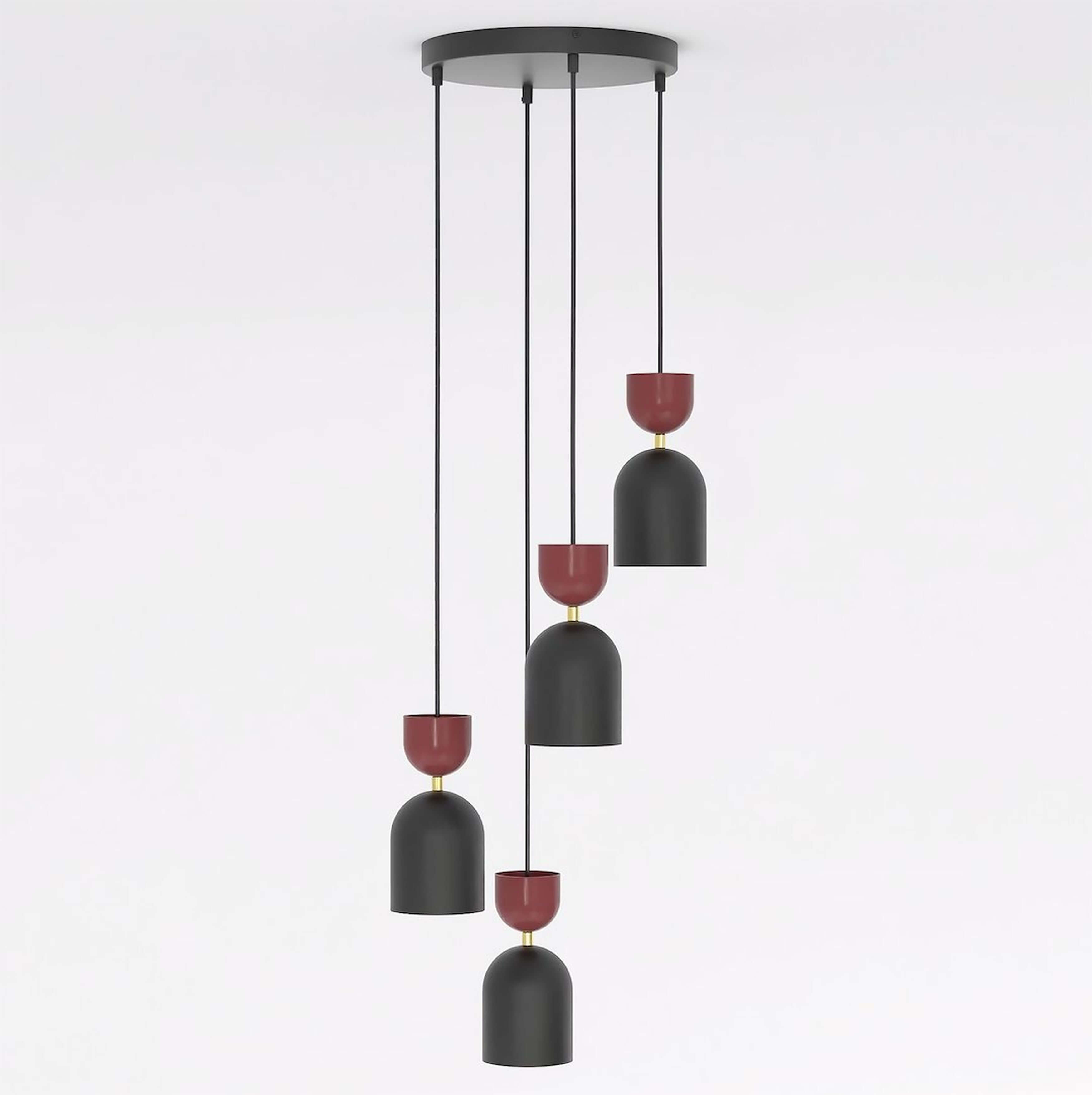 Emibig Gaudi lampada sospesa 4x10 W nero-rosso 1737/4PREM