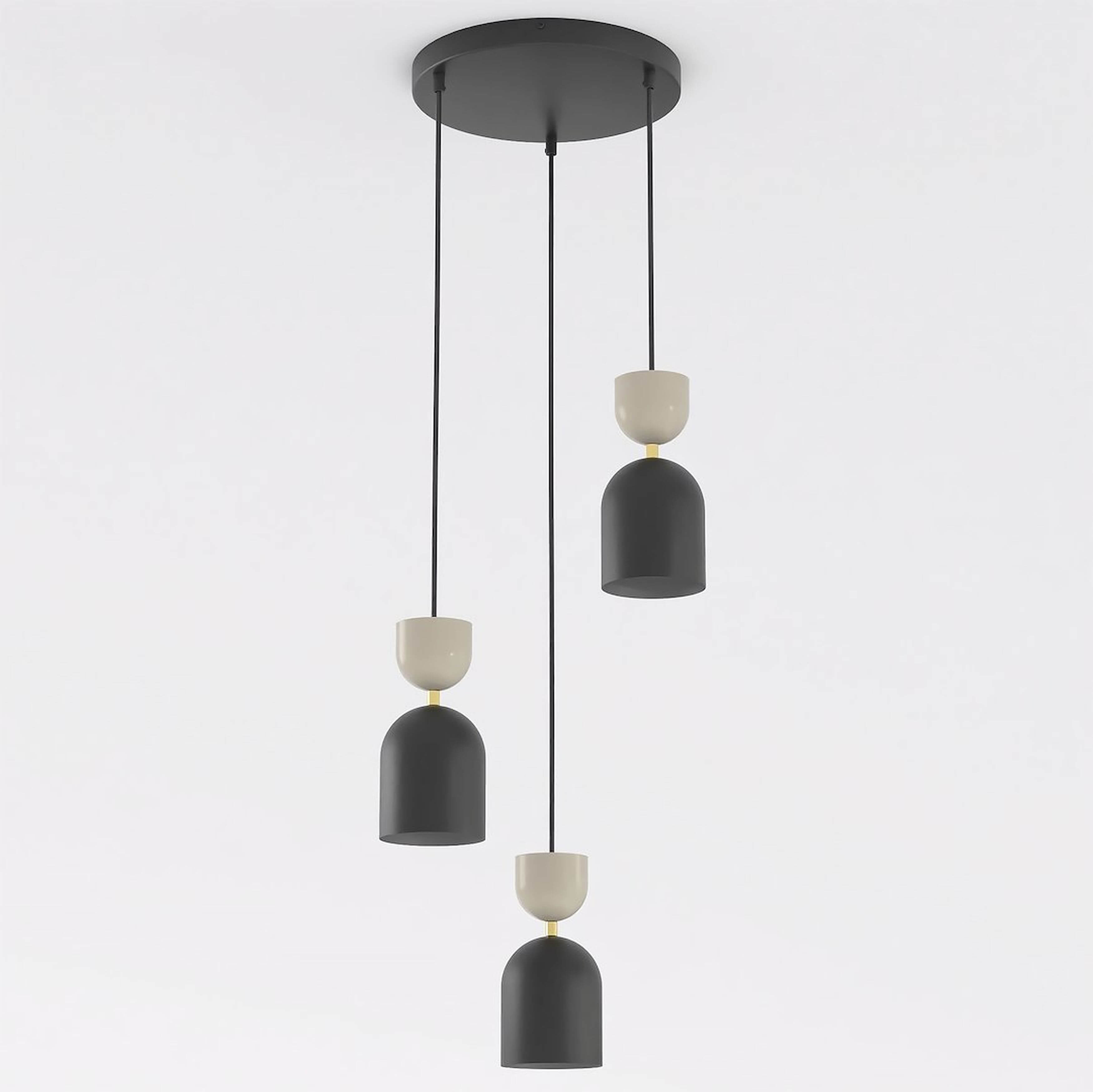 Emibig Gaudi lampada sospesa 3x10 W nero-beige 1738/3PREM