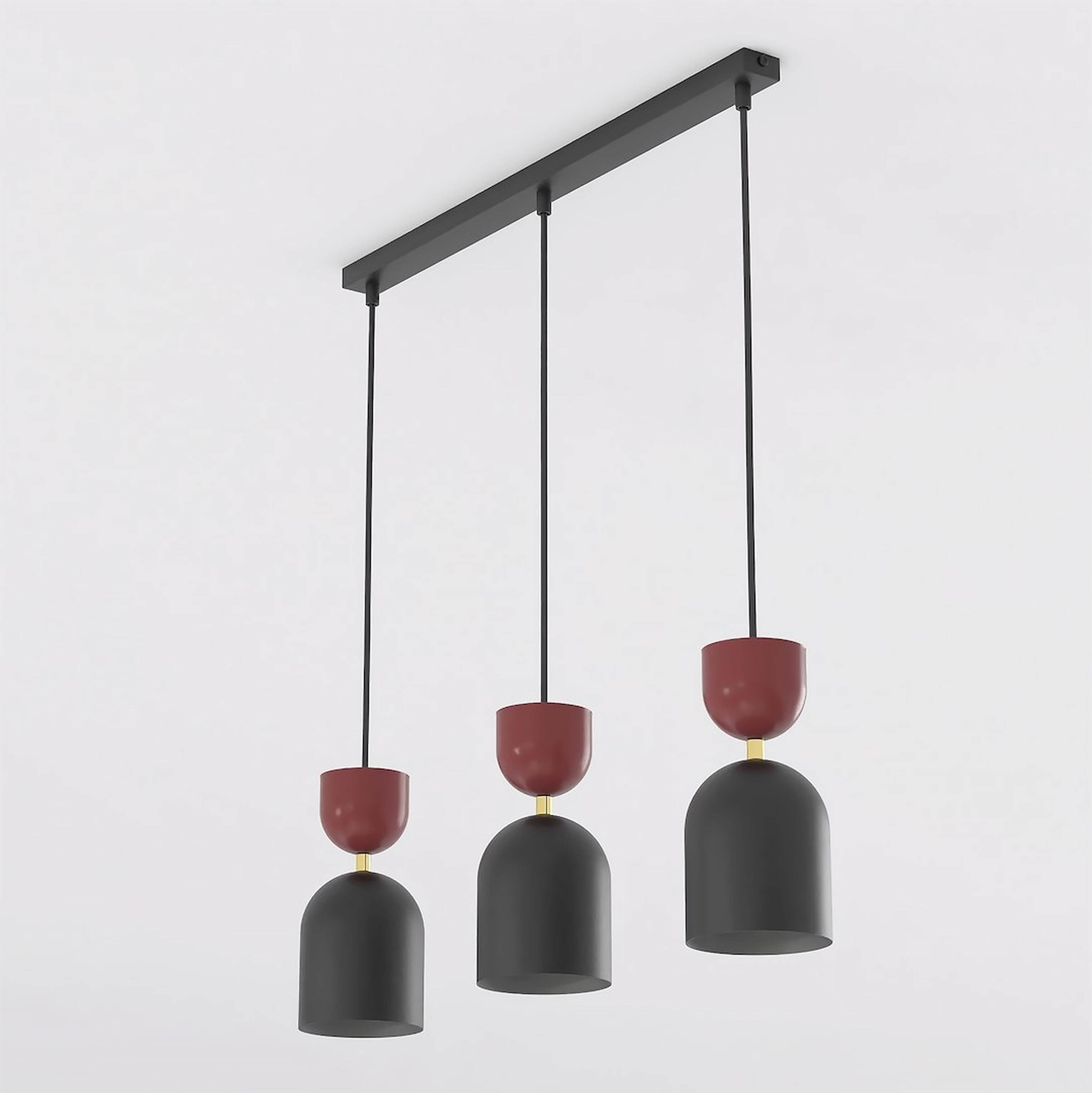 Emibig Gaudi lampada sospesa 3x10 W nero-rosa 1737/3B