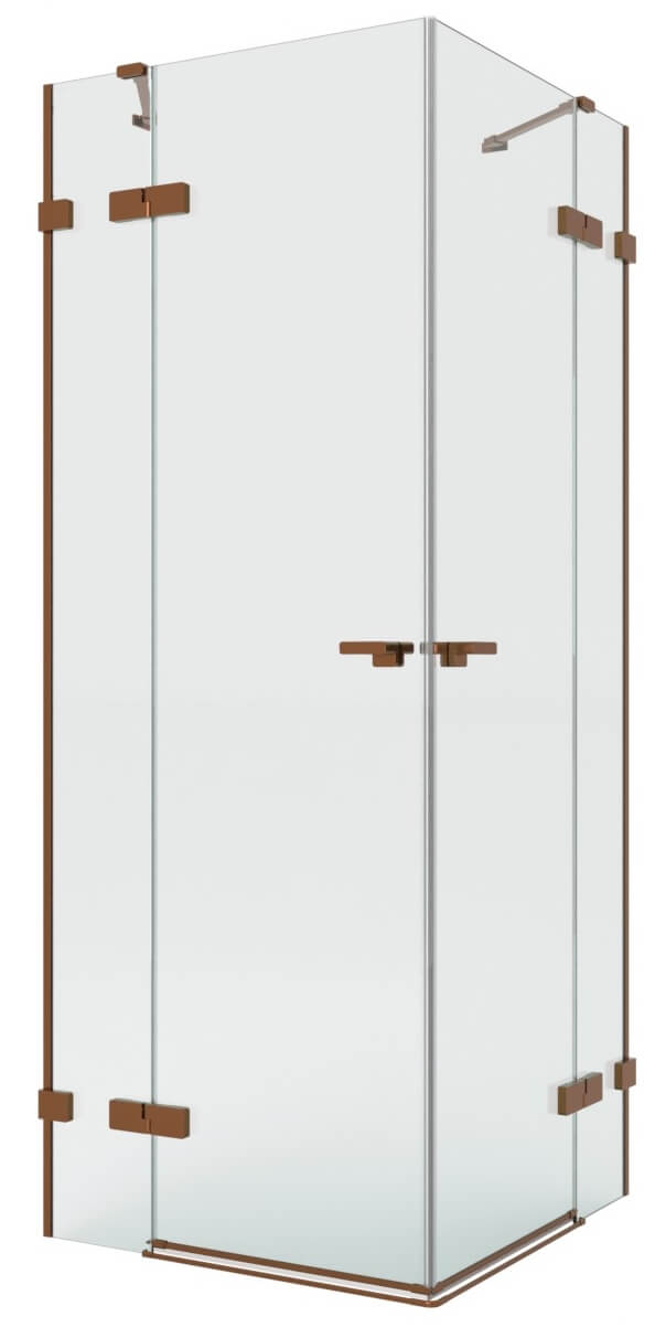 New Trendy Eventa Copper Brushed box doccia 120x110 cm rettangolare rame spazzolata/vetro trasparente EXK-8091