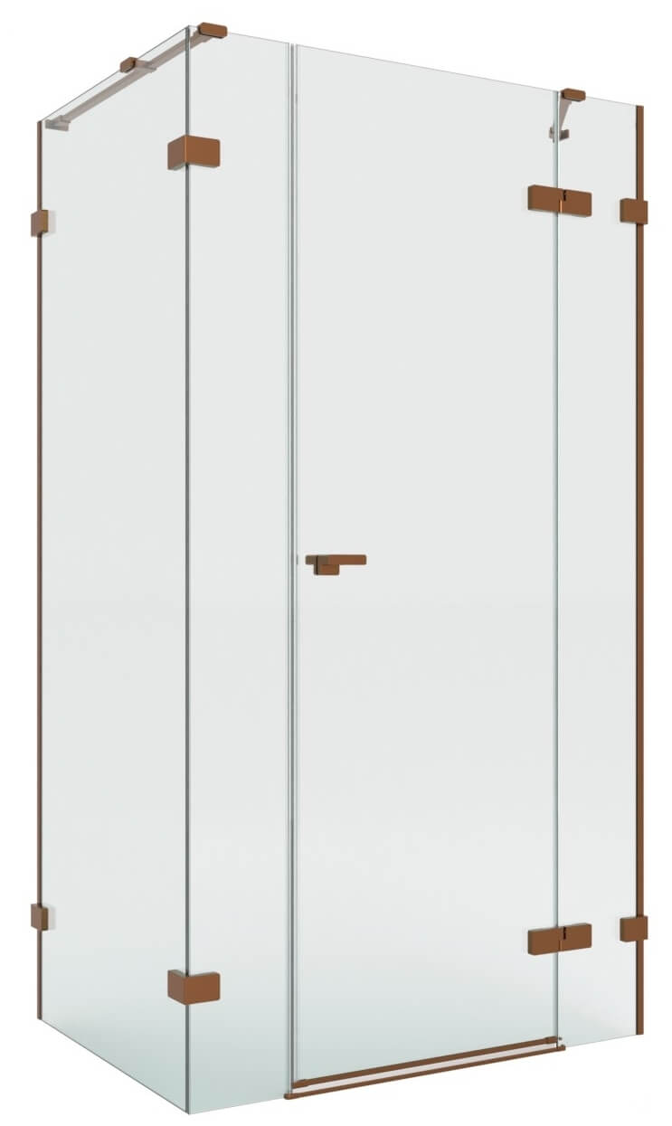 New Trendy Eventa Copper Brushed box doccia 150x80 cm rettangolare rame spazzolata/vetro trasparente EXK-8098