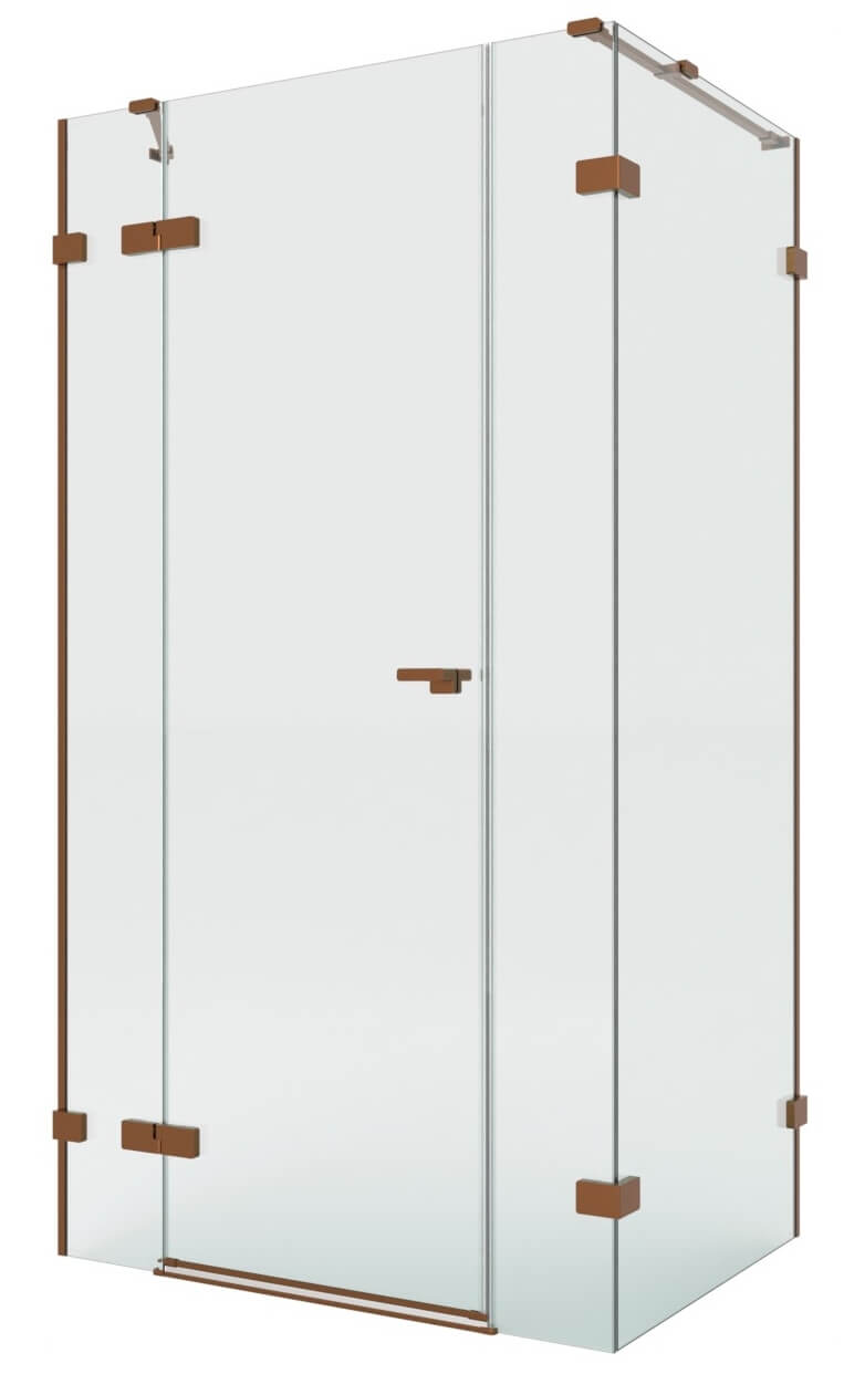 New Trendy Eventa Copper Brushed box doccia 150x90 cm rettangolare rame spazzolata/vetro trasparente EXK-8103