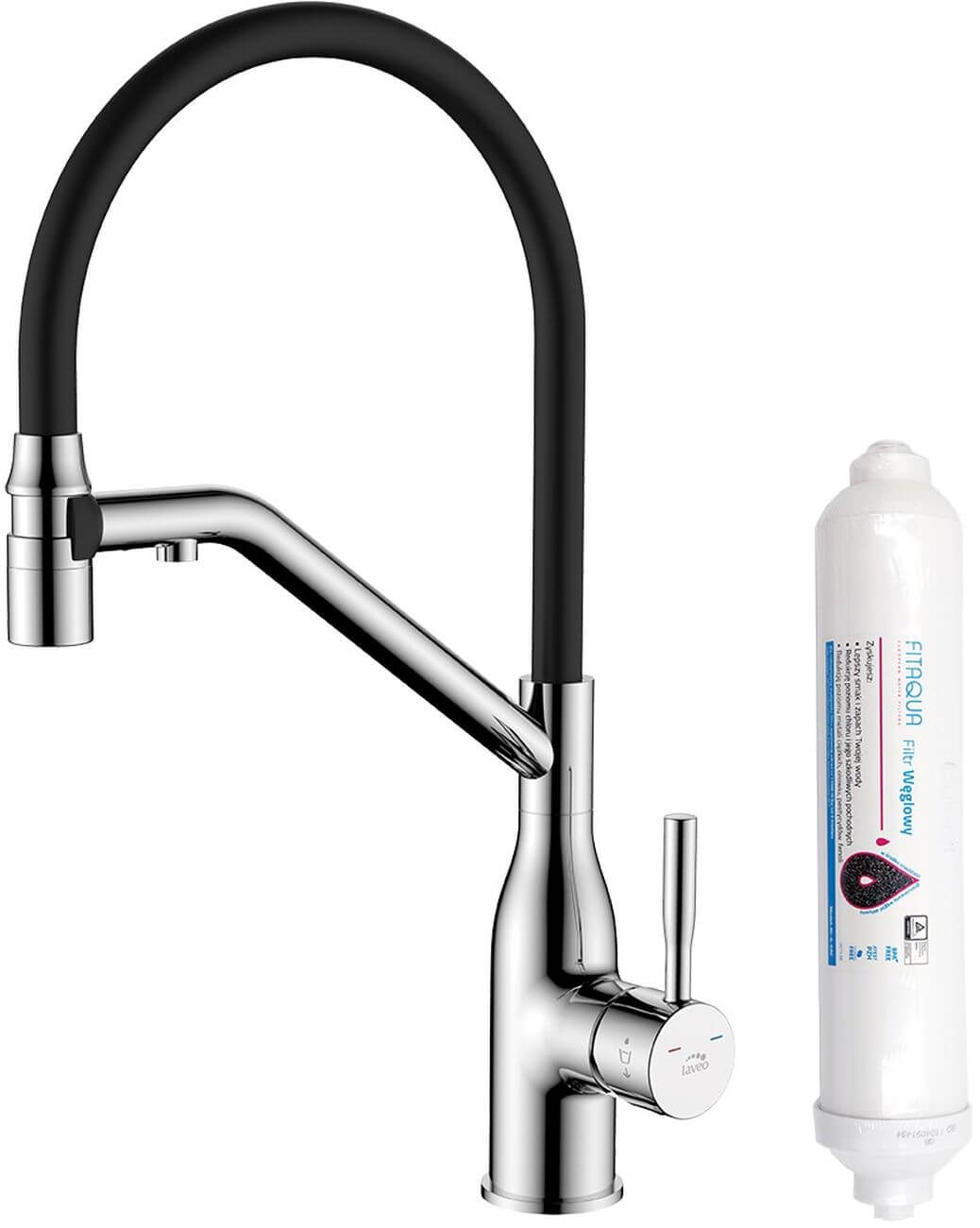 Laveo Colina 2.0 rubinetto da cucina con filtro verticale cromo-nero BC2B778D