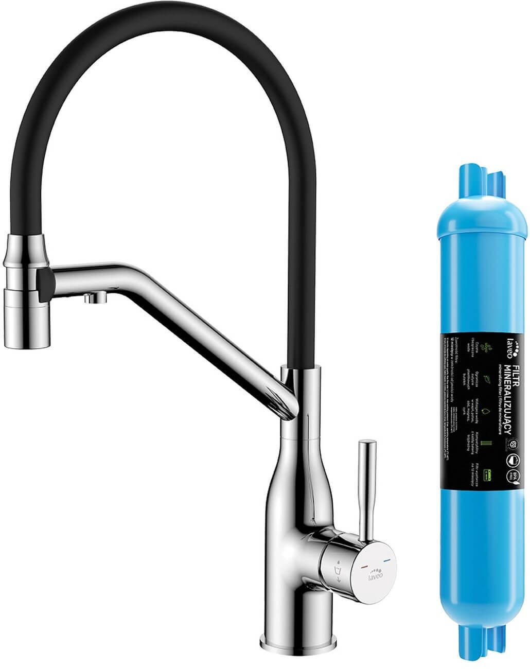 Laveo Colina 2.0 rubinetto da cucina con filtro verticale cromo-nero BC2C778D