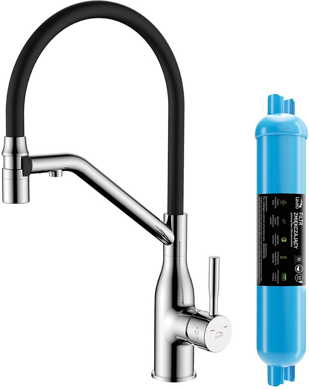 Laveo Colina 2.0 rubinetto da cucina con filtro verticale cromo-nero BC2D778D
