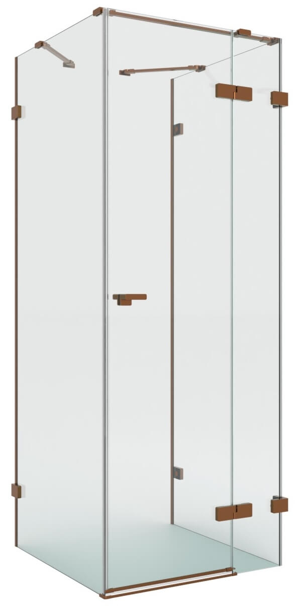 New Trendy Eventa Copper Brushed box doccia 100x80 cm rettangolare rame spazzolata/vetro trasparente EXK-8116