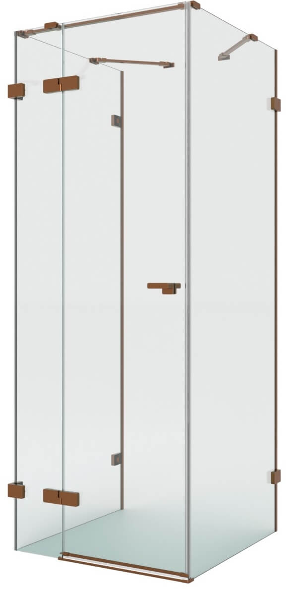 New Trendy Eventa Copper Brushed box doccia 90x80 cm rettangolare rame spazzolata/vetro trasparente EXK-8117