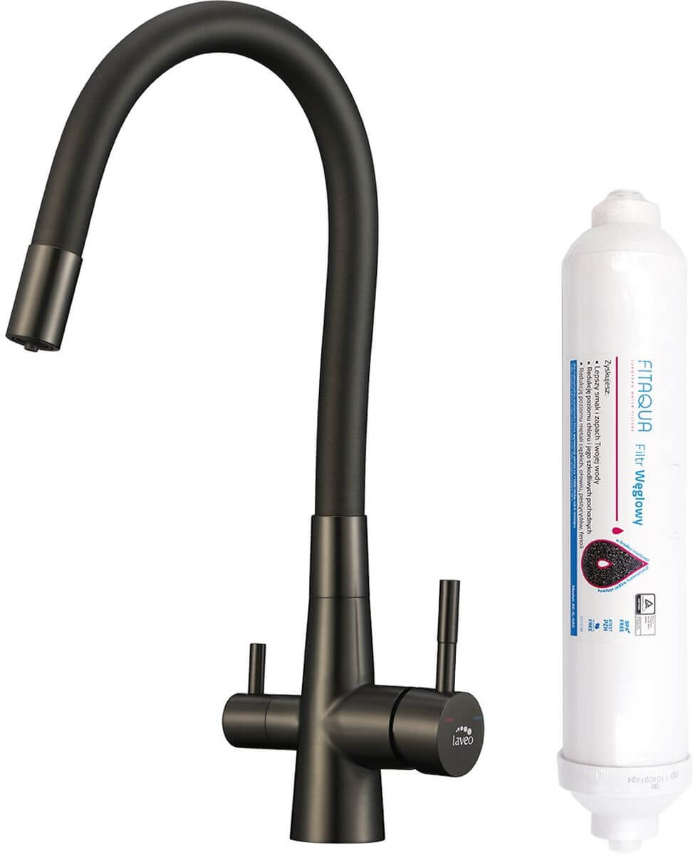 Laveo Riveco rubinetto da cucina con filtro verticale grafite/grigio BRIB968D