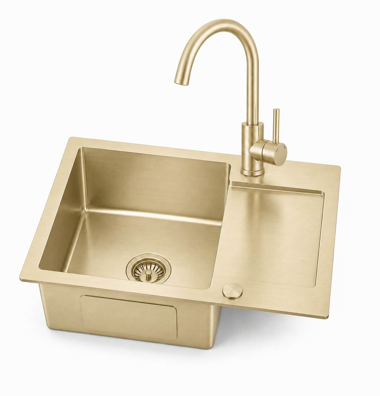 Ruvetti Look lavello in acciaio con rubinetto 60x48 cm oro LP_LOOK120-5200-PVDCH-F
