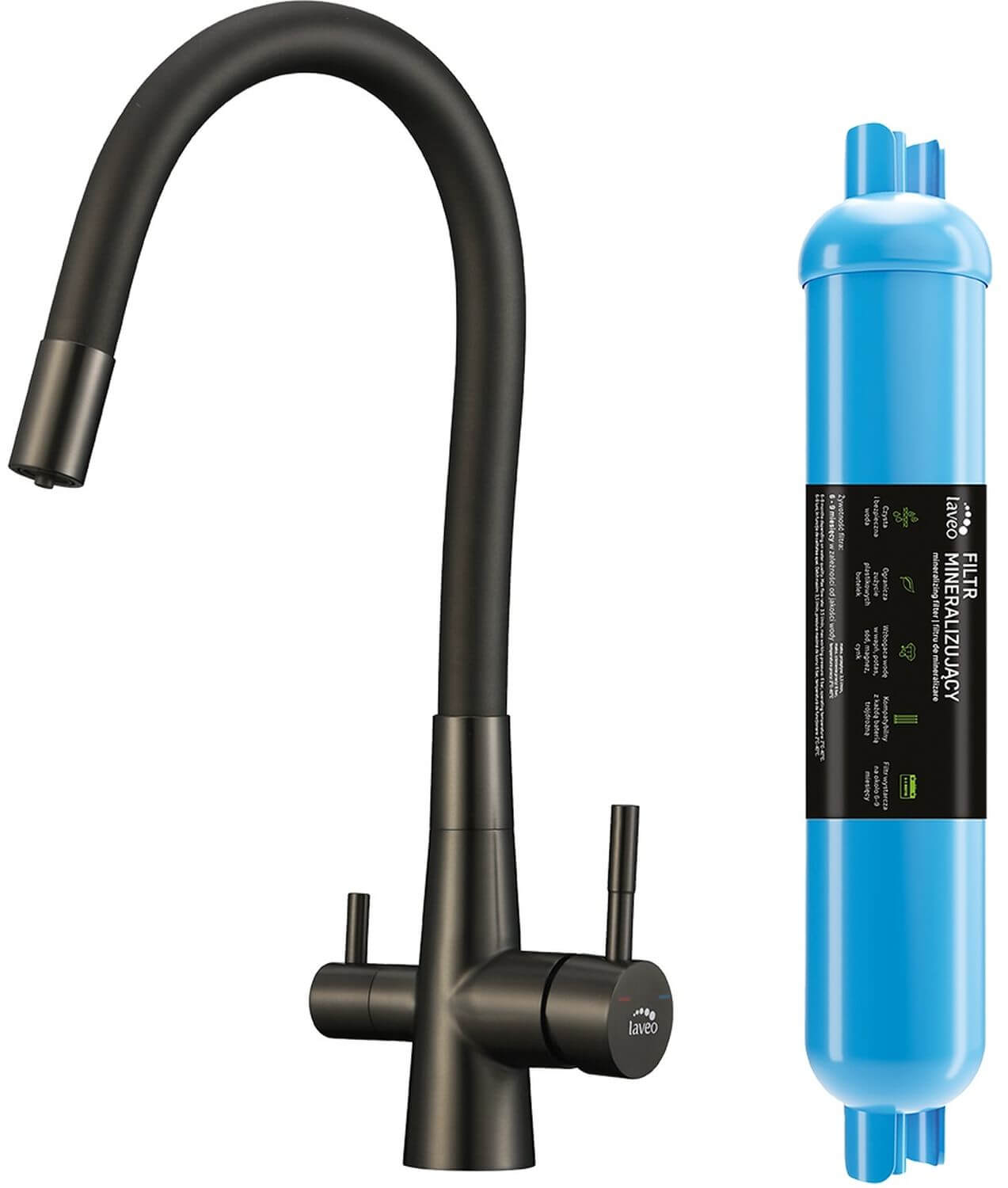 Laveo Riveco rubinetto da cucina con filtro verticale grafite/grigio BRIC968D