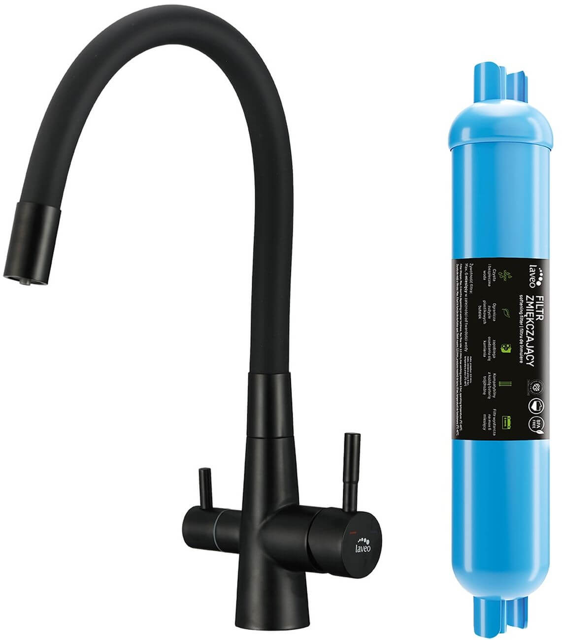 Laveo Riveco rubinetto da cucina con filtro verticale nero BRIDB68D