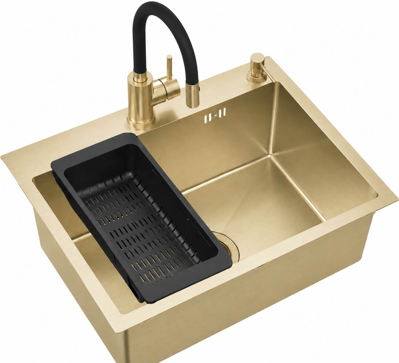 Ruvetti Look lavello con rubinetto e accessori oro/nero LP_LOOK60-5200-PVDCH-S