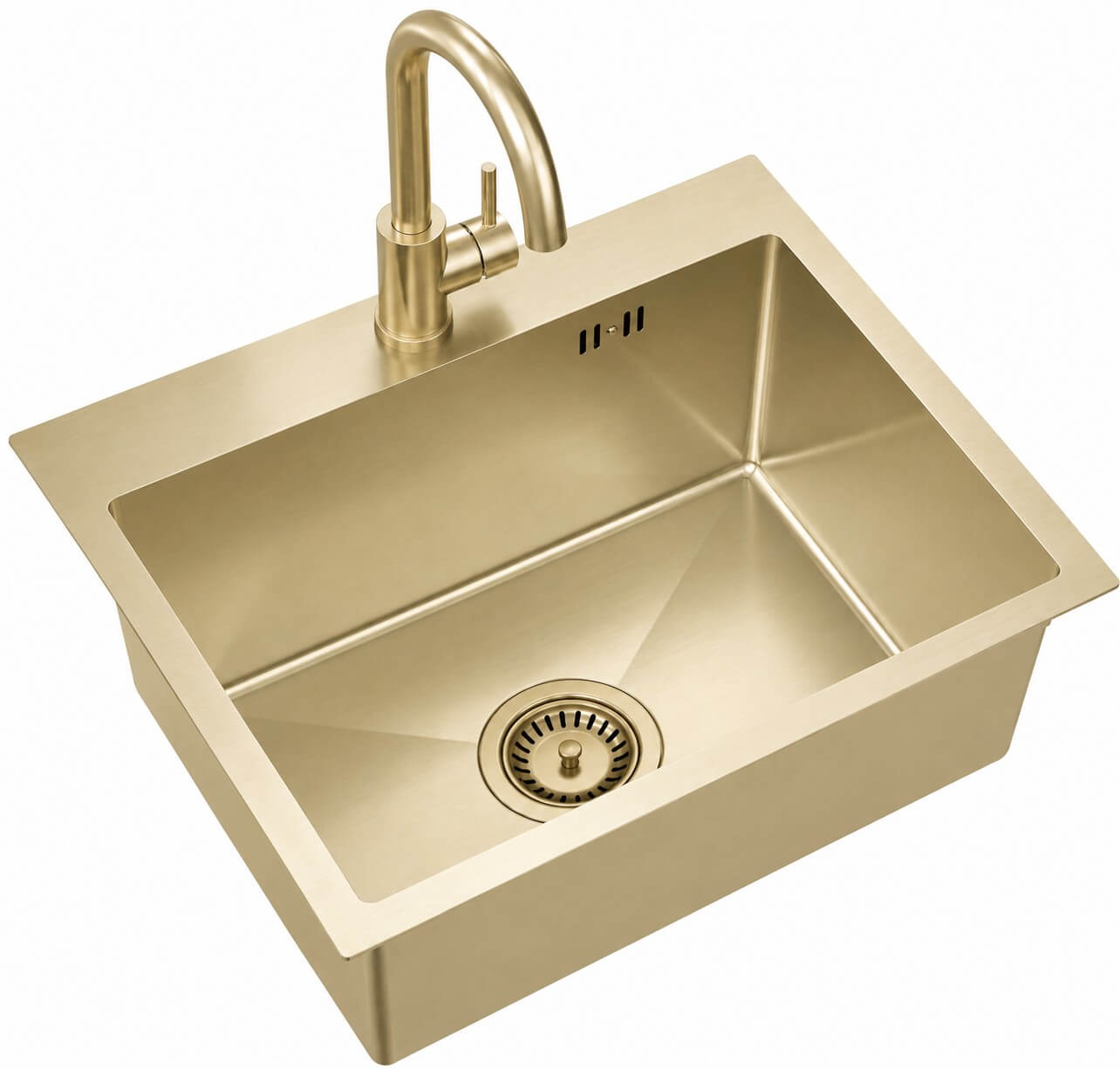 Ruvetti Look lavello in acciaio con rubinetto 50x45 cm oro LP_LOOK50-5200-PVDCH-F