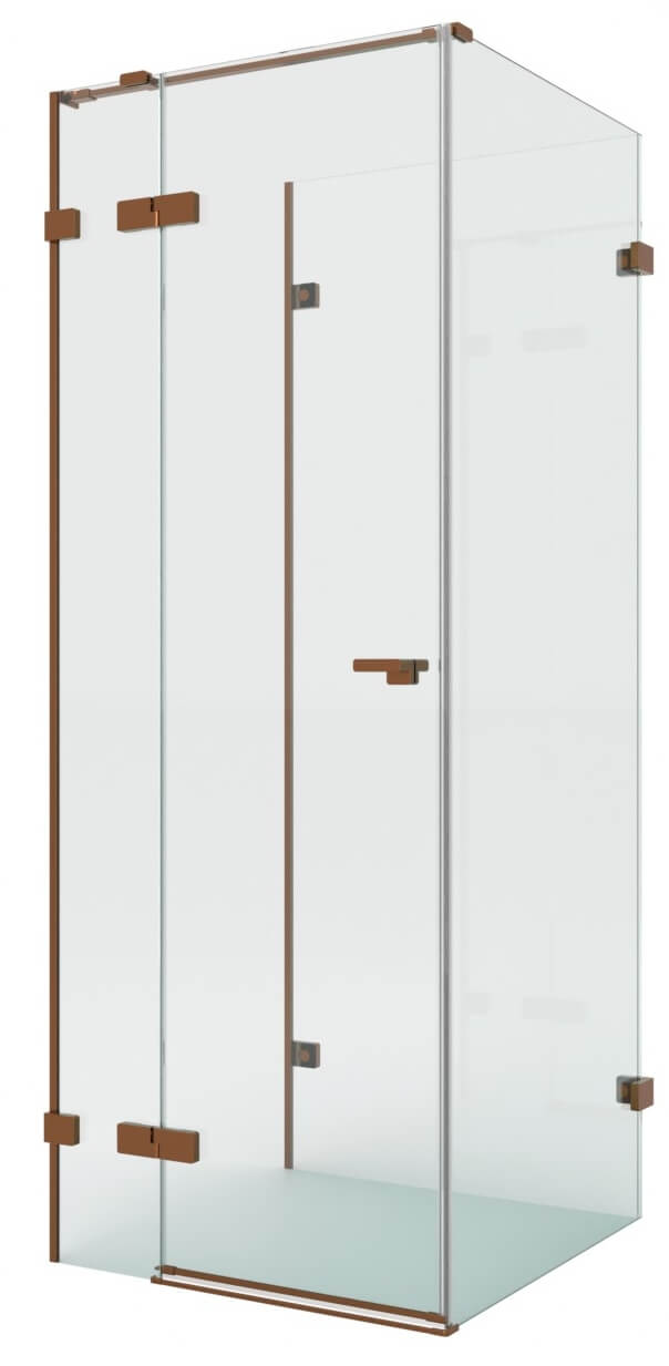 New Trendy Eventa Copper Brushed box doccia 90x80 cm rettangolare rame spazzolata/vetro trasparente EXK-8141
