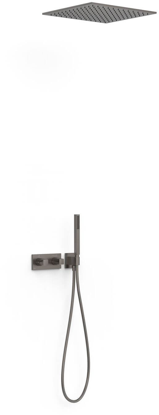 Tres B-System set doccia da incasso con termostato con soffione grafite 30725206GR