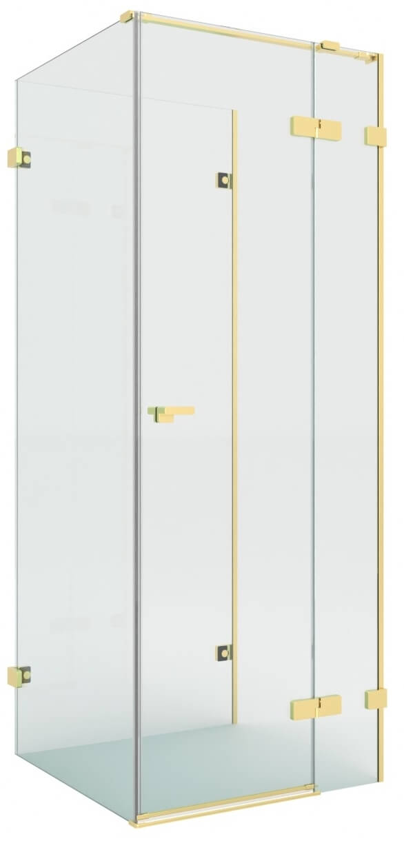 New Trendy Eventa Copper Brushed box doccia 90x80 cm rettangolare oro spazzolata/vetro trasparente EXK-8375