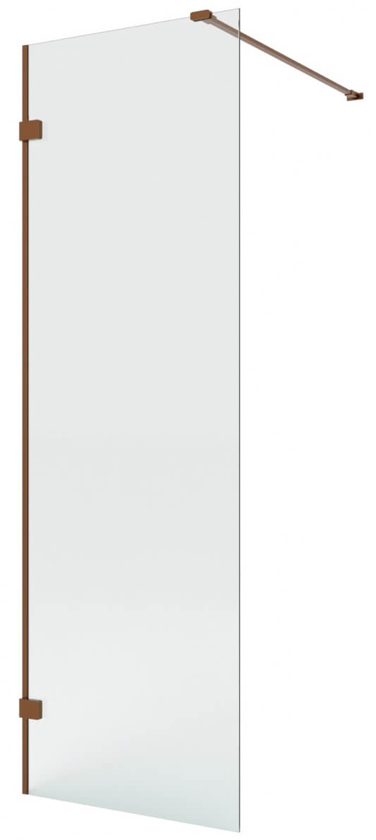 New Trendy Eventa Copper Brushed parete doccia walk-in 80 cm rame spazzolata/vetro trasparente EXK-8158