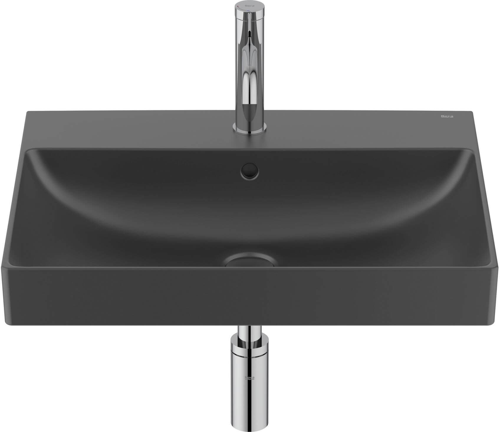 Roca Ona lavabo 60x46 cm rettangolare a parete nero opaca A327686080