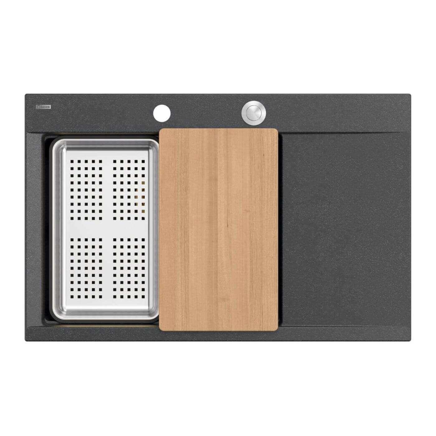 Quadron Josh lavello in granito 78x50 cm nero HCQJ7850U8_BS_P2O