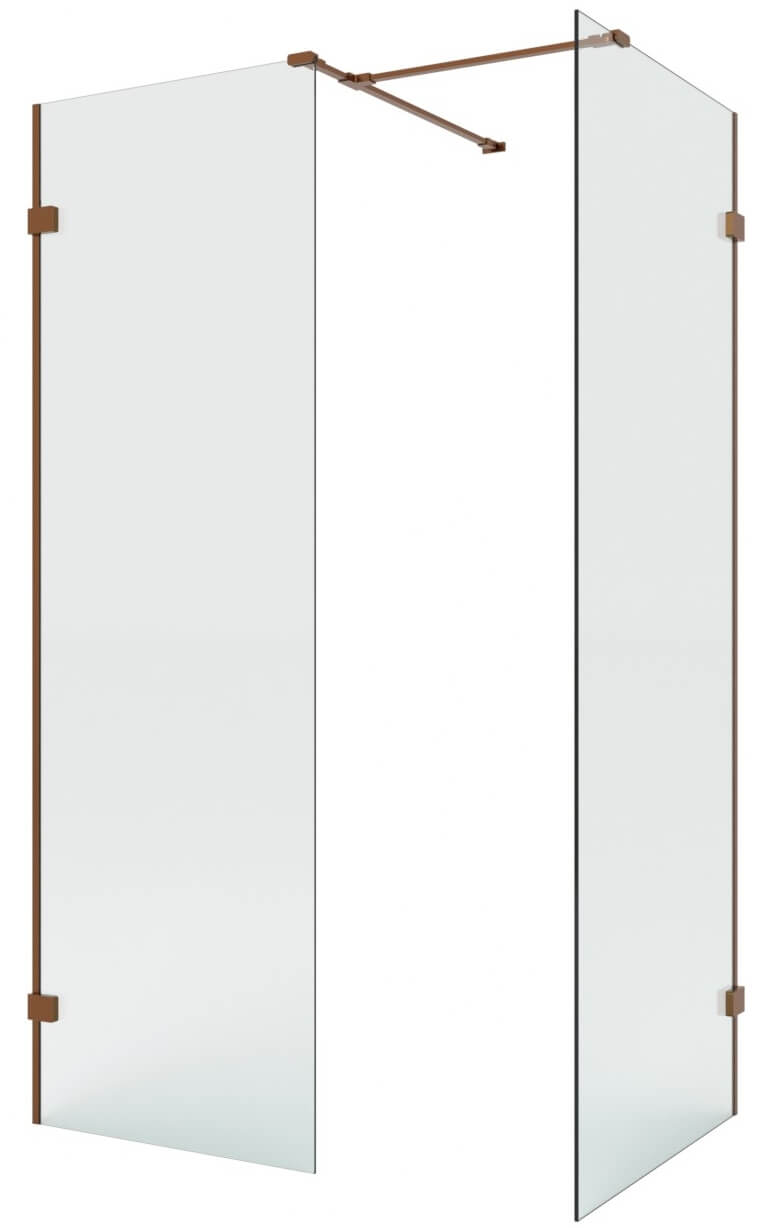 New Trendy Eventa Copper Brushed box doccia walk-in 130x80 cm rettangolare rame spazzolata/vetro trasparente EXK-8197