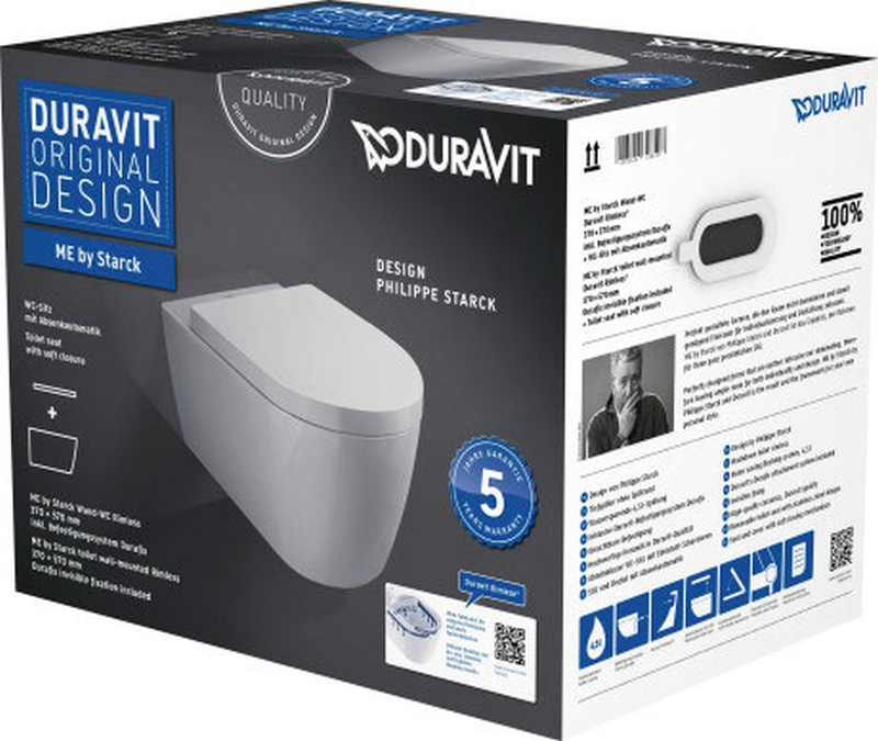 Duravit ME by Starck vaso wc con copriwater a discesa lenta sospeso senza brida bianco 452909AAA1