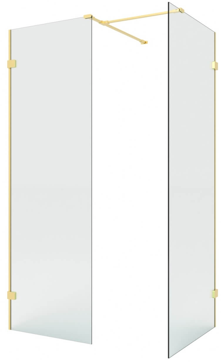 New Trendy Eventa Gold Brushed box doccia walk-in 150x100 cm rettangolare oro spazzolata/vetro trasparente EXK-8442