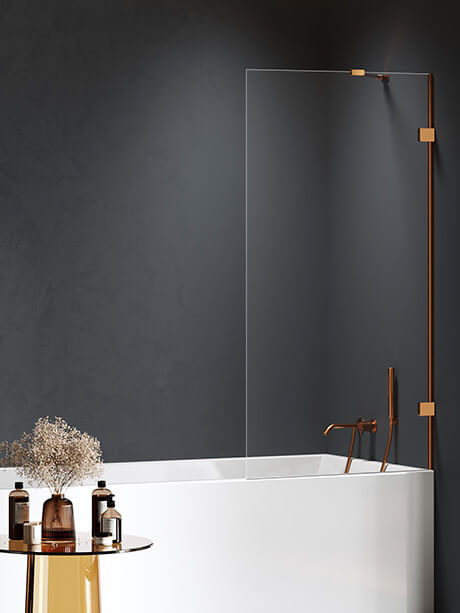 New Trendy Eventa Copper Brushed parete vasca 70 cm 1 anta rame spazzolata/vetro trasparente EXK-8213