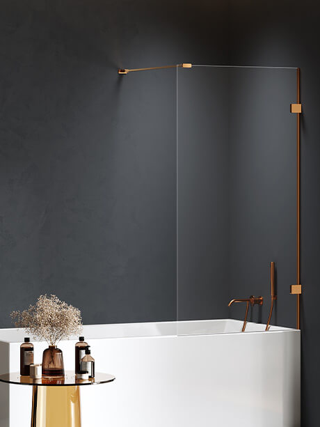 New Trendy Eventa Copper Brushed parete vasca 50 cm 1 anta rame spazzolata/vetro trasparente EXK-8211-WP