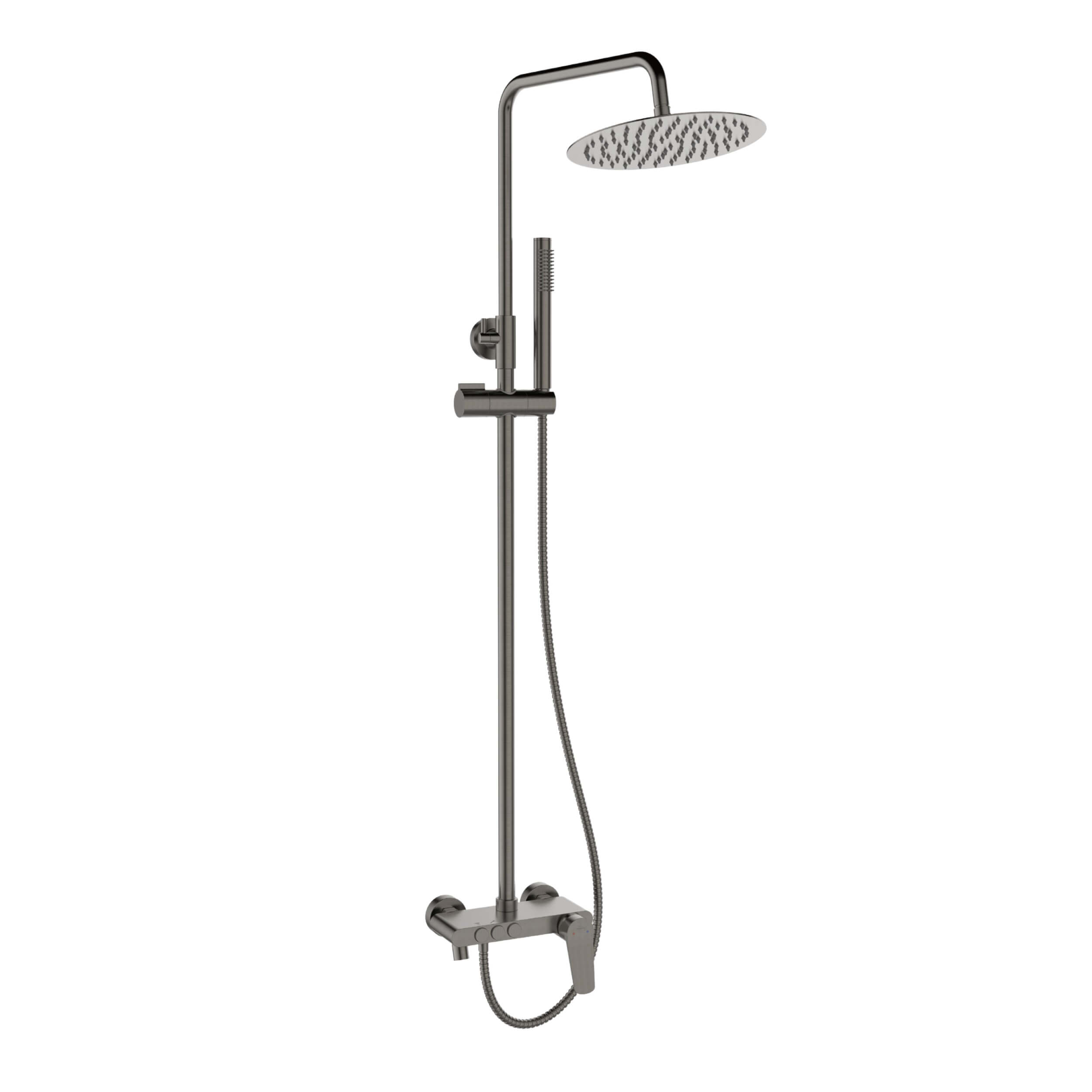 Invena Alonia set per vasca e doccia a parete con soffione grafite AU-70-D24V