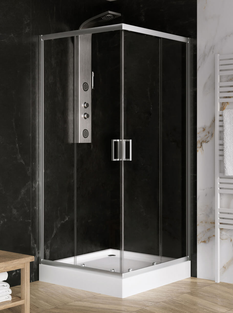 New Trendy Suvia box doccia con piatto doccia 80x80 cm quadrato cromo lucida/vetro trasparente ZS-0035