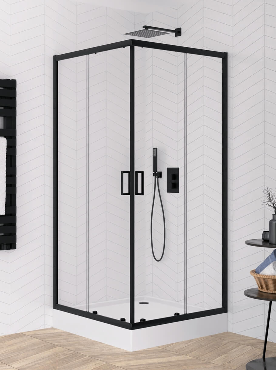New Trendy Suvia Black box doccia 90x90 cm quadrato nero opaca/vetro trasparente K-5118