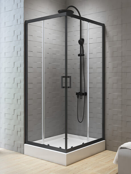 New Trendy New Varia Black box doccia 90x90 cm quadrato nero opaca/vetro trasparente K-5162