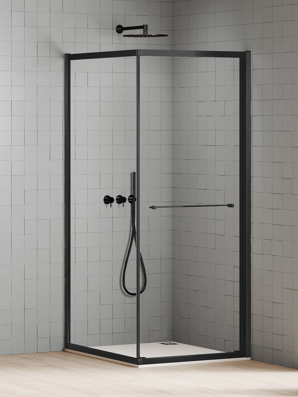 New Trendy New Varia Black box doccia 90x90 cm quadrato nero opaca/vetro trasparente K-5184