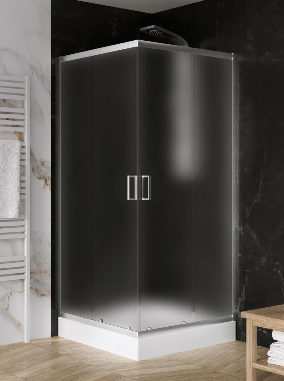 New Trendy Suvia box doccia con piatto doccia 90x90 cm quadrato cromo lucida/vetro opaco ZS-0044