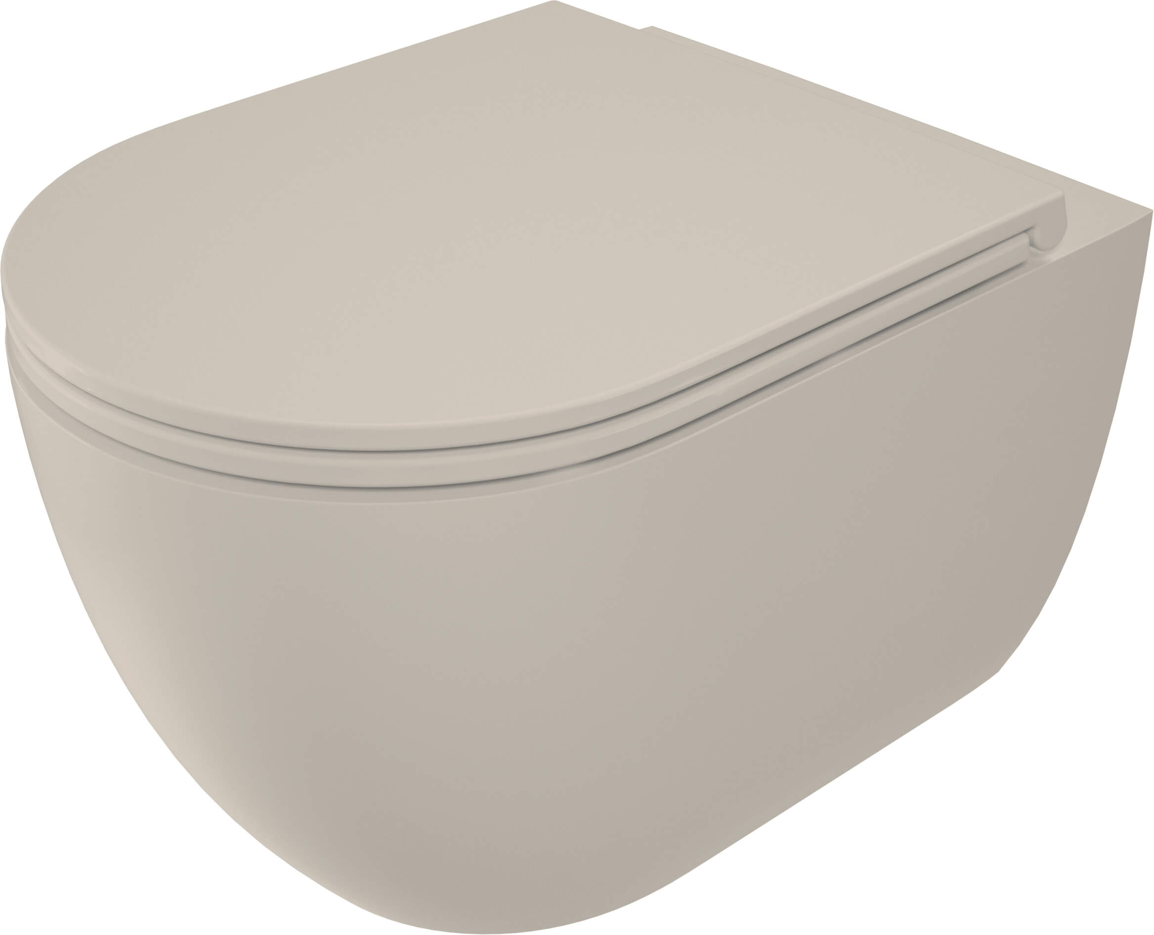 Deante Round vaso wc con copriwater a discesa lenta sospeso senza brida con scarico a vortice beige opaco CGRD5ZPW