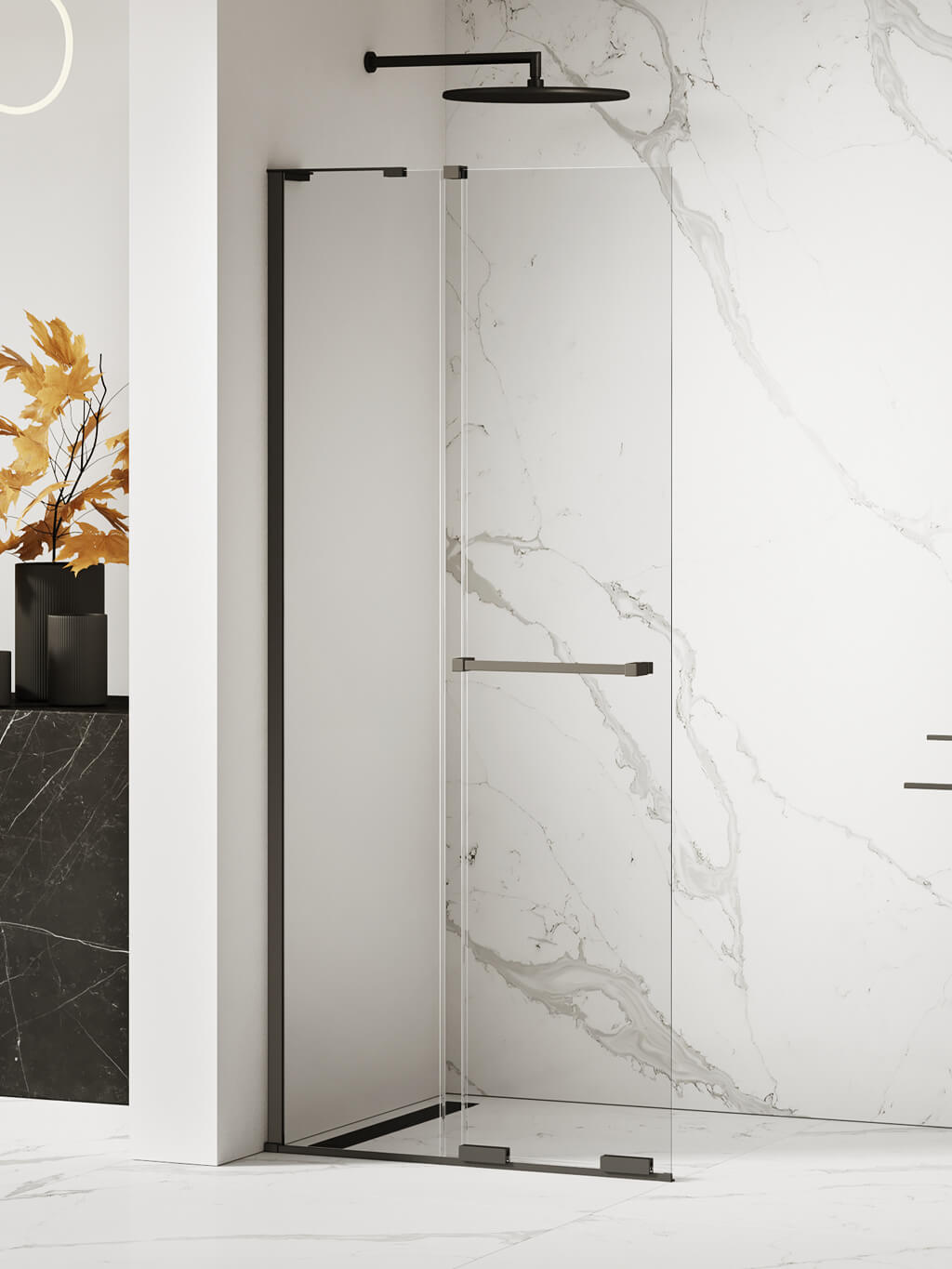 New Trendy Smart Black parete doccia walk-in 120 cm nero opaca/vetro trasparente EXK-6678-WL