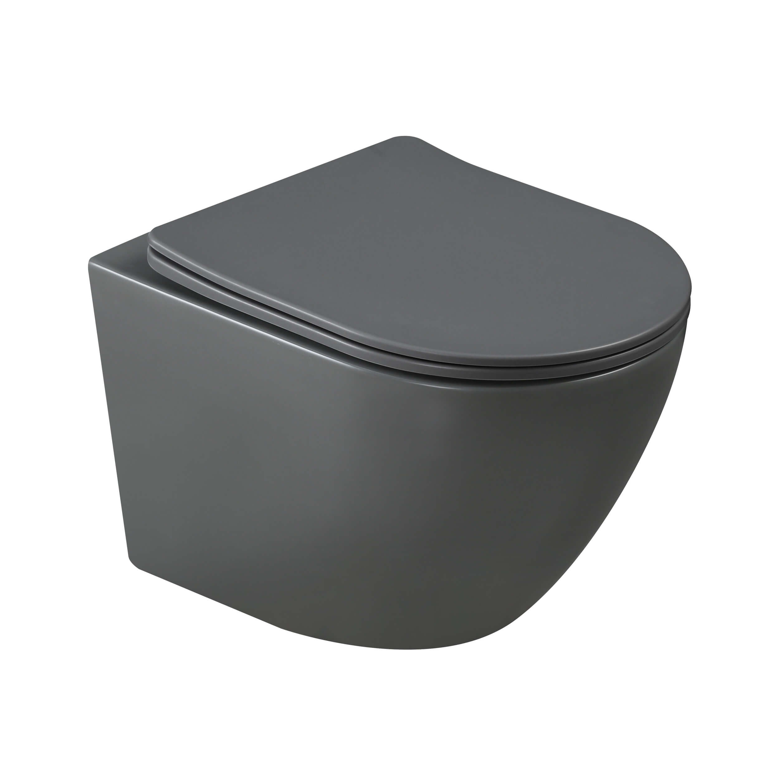 Invena Tavro vaso wc con copriwater a discesa lenta sospeso senza brida grigio opaco CE-71-007