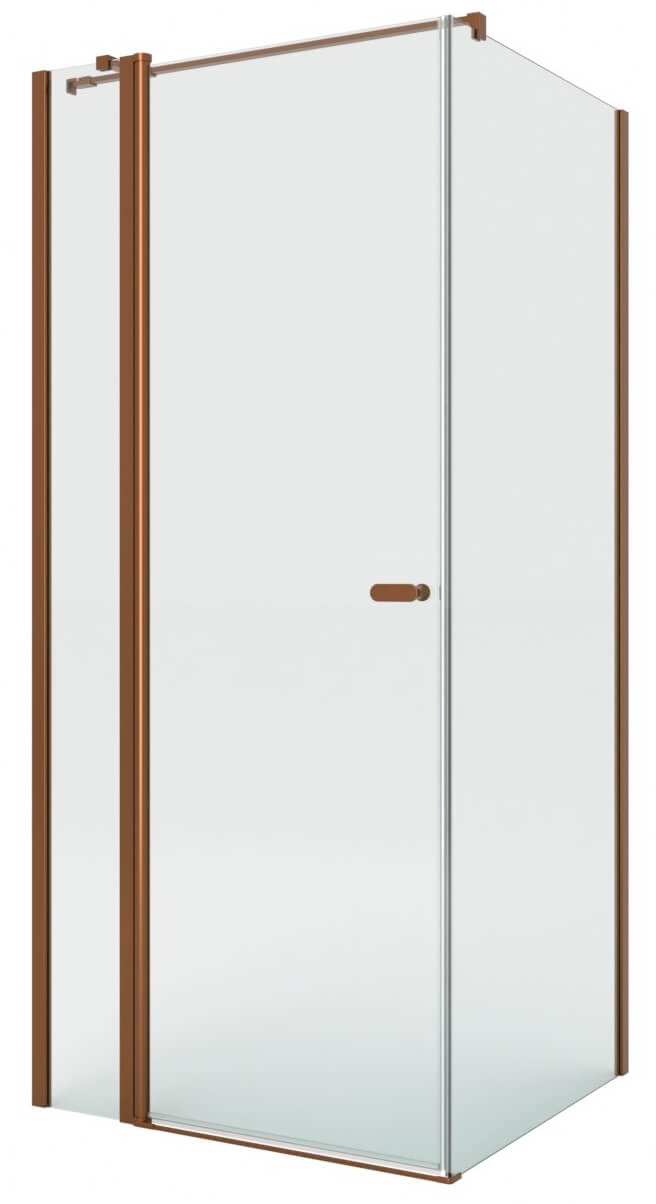 New Trendy New Soleo Copper Brushed box doccia 90x80 cm rettangolare rame spazzolata/vetro trasparente K-4380-WP