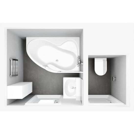 Set vasca da bagno angolare Ravak Rosa 95 C561000000, sifone per vasca da bagno Ravak X01305, GPX2240140