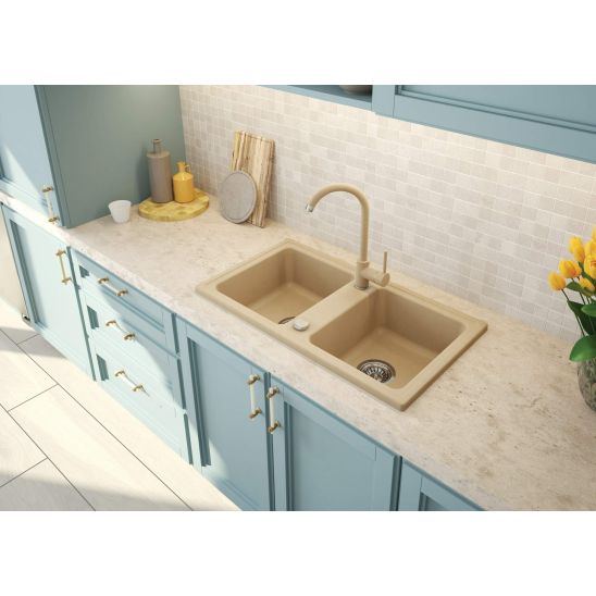 Set lavello in granito Deante Zorba ZQZ_7203, rubinetto da cucina Deante Lukrecja BDH_072M