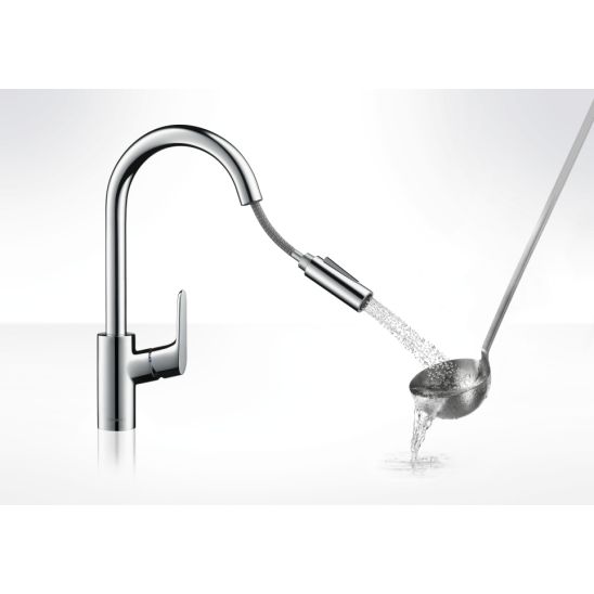 Set lavello in acciaio Hansgrohe S 71 43302800, rubinetto da cucina Hansgrohe Focus M41 31815000